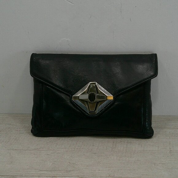 7 For All Mankind Handbags - 7 For All Mankind Y2k Vintage Black leather clutch Bag Pocket Book Purse